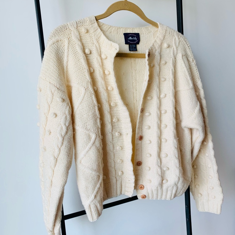 Vintage Allen Solly Sweater Button Cardigan Chunky Knit WOOL